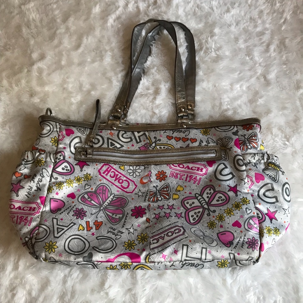 Y2k Coach Poppy Butterfly Graffiti Bandana Bag